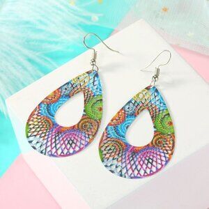 NEW Boho Festival Colorful Retro Circle Drop Dangle Earrings